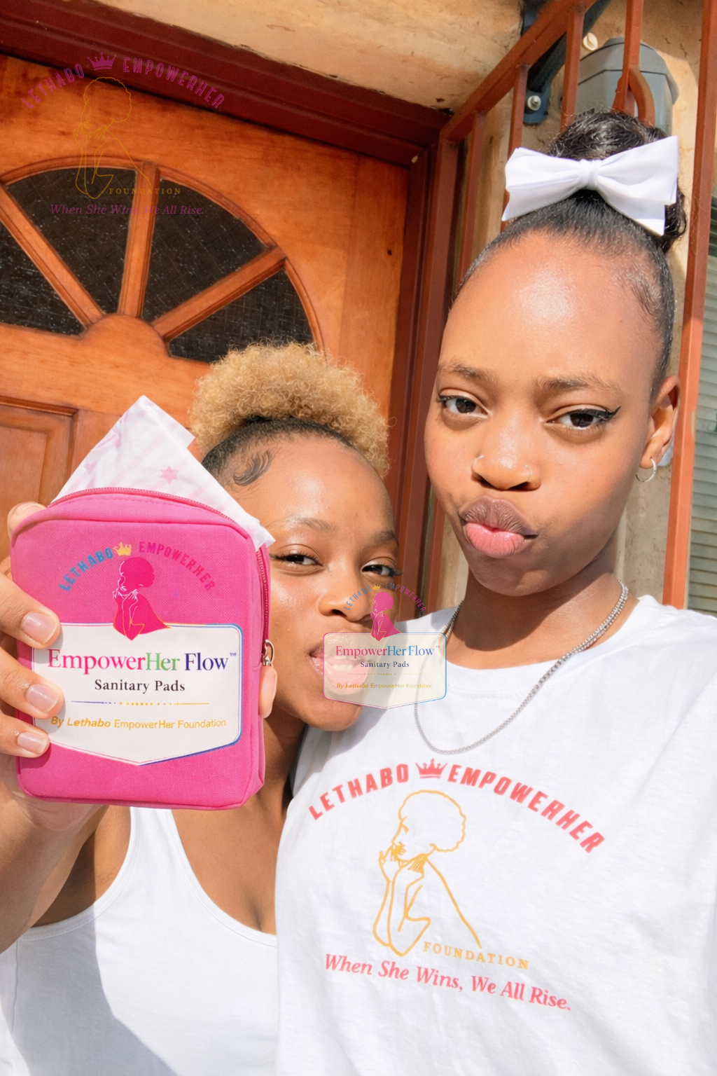 Girls receiving sanitary pads